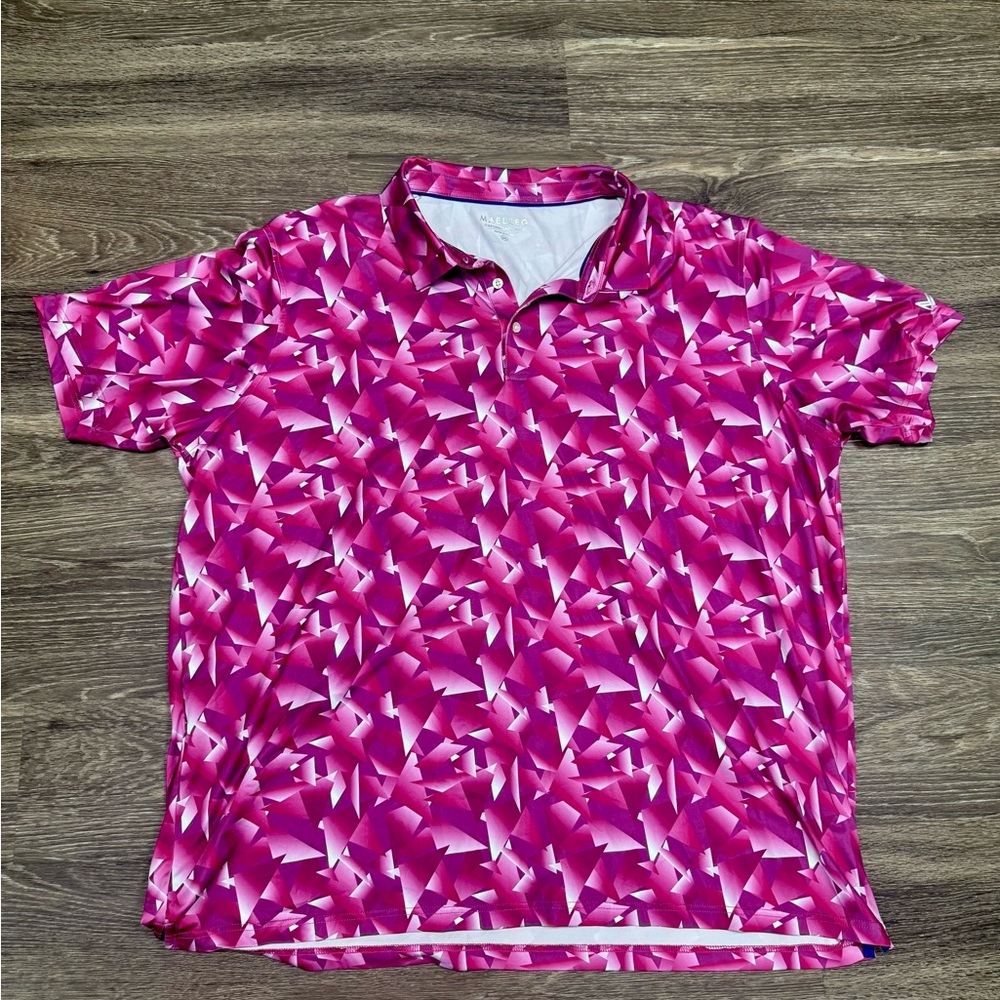 MAELREG Pink Geometric Performance Polo Shirt Size 3XL
